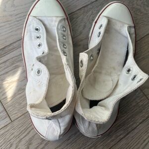 Converse White Canvas Sneakers with Red Trim